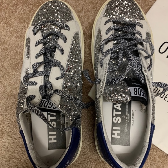 Golden Goose Hi Star Glitter w Leopard Laces - Picture 1 of 3